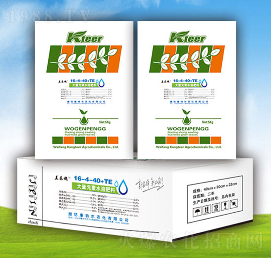 大量元素水溶肥料16-4-40+TE-康特爾農化