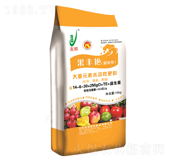 果豐艷大量元素水溶肥料14-6-30+2MgO+TE+益生菌-友邦